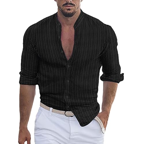 hehiy Hemden FüR MäNner Herren Hemd Langarm Herren Baumwolle Leinenhemd Shirt Fit Freizeithemd Shirts Leinenhemd Herren Slim Fit Herren Hemden Langarm Comfort Fit Sale WeißEs Hemd Herren Langarm von hehiy