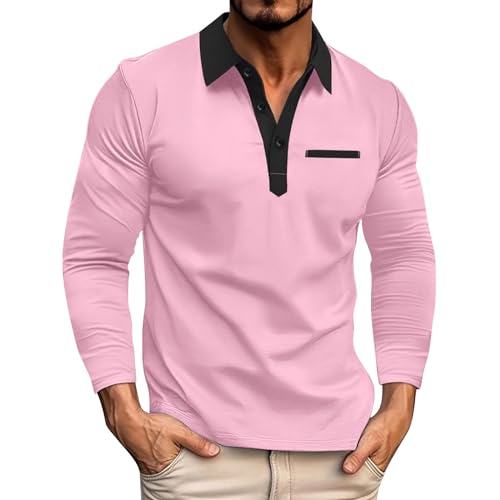 hehiy Herren 1/4 Zip Poloshirts Langarm Tops Baumwolle Raglan Pullover Golf Hemd Regular Fit S-2XL Poloshirt Herren BüGelfrei Langarmshirt Herren Mit Kragen Taschen von hehiy