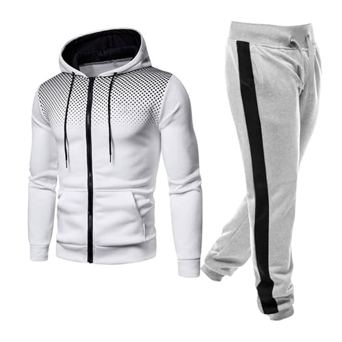 hehiy Herren 2-Teilig Set Sweatshirt + Jogginghose Jogginganzug Pullover Trainingshose Trainingsanzug Sportanzug Freizeitanzug Sport Anzug Winter Jogginganzug Herren Breite Jogginghose Herren Grau S von hehiy