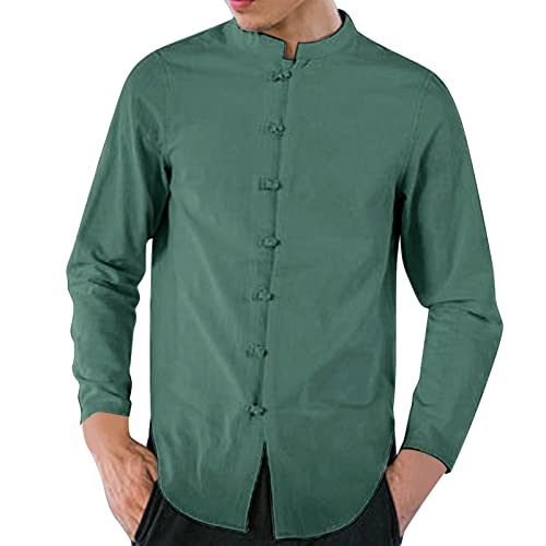 hehiy Herren Baumwolle Leinenhemd Herbst Winter Herren Hemd Langarm Regular Fit Freizeithemd Shirts Hemd Hawaii Herren Trachten Hemden Herren Weiß Hemd Herren Langarm Schwarz Regular Fit von hehiy