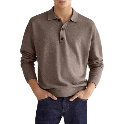 hehiy Herren Bio Workwear Longsleeve Polo - Strapazierfähiges Langarm Poloshirt aus Bio-Baumwolle Polo Hemd Herren T-Shirt Langarm Mit Knopfleiste von hehiy