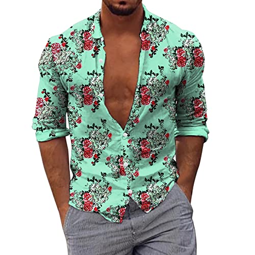 hehiy Herren Freizeithemd Langarm Baumwoll Leinenhemd Henley Hemd Men's Casual Beach Shirts Strand Hemd Hemd Sommer Hemd Schwarzes Leinenhemd Herren Langarm Lustiges Hemd MäNner von hehiy