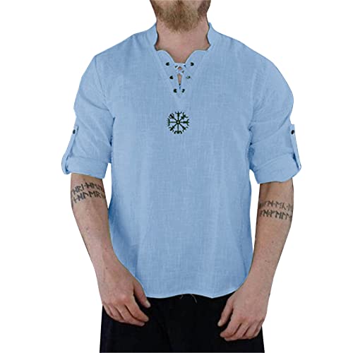 hehiy Herren Freizeithemd Langarm Baumwoll Leinenhemd Henley Hemd Men's Casual Beach Shirts Strand Hemd Schwarzes Hemd Herren Herren Leinenhemd Braun Moderno Herren Business Hemd - Slim Fit von hehiy