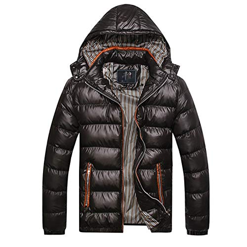 hehiy Herren Jacke Daunenjacke Hooded Puffer Jacket Winterjacke, Steppjacke gefüttert mit abnehmbarer Kapuze Schwarze Jacke Herren Jacke Herbst Winterjacke Herren Lang Winddicht und warm von hehiy