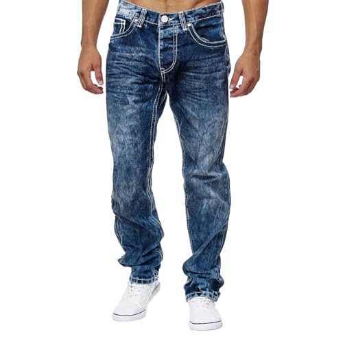 hehiy Herren Jeans Regular Straight Fit Denim Hose Destroyed Weite Jeans Herren Sommer Jeans Herren Leicht Stretch 34/32 Herren Hosen Modern von hehiy
