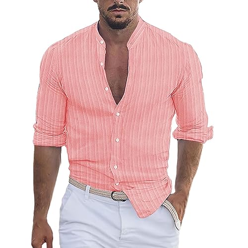 hehiy Herren Langarmhemd Leinen Hemden Leichte Herrenhemden Sommerhemd Herrenhemden BüGelfrei Sommerhemd Oberteile Leinenhemd Herren 5XL Hemd Herren Langarm Regular Fit Leichte Hemden Herren Sommer von hehiy