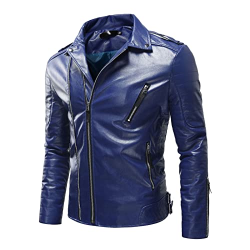 hehiy Herren Lederjacke Leichte Slim Fit Basic Jacke Bikerjacke für Herren Kunstleder-Jacke Übergangsjacke Reißverschluss Jacket Men Lederjacke Herren Braun Herren Jacket von hehiy