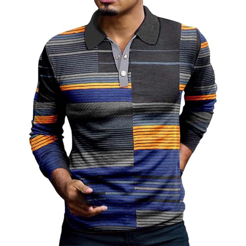 hehiy Herren Poloshirt Langarm Golf T-Shirt Kontrast Tasche Polohemd M-3XL Poloshirts FüR Herren Langarm Men's Activewear von hehiy