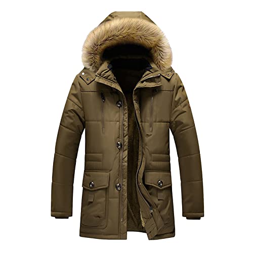 hehiy Herren Winter Fleece Übergangsjacke Gefütterte Militär Warme Outdoorjacke mit Abnehmbarer Kapuze üBergangsjacke Herren Herbst Men Winter Jacket Herren üBergangsjacke Bequem und warm von hehiy