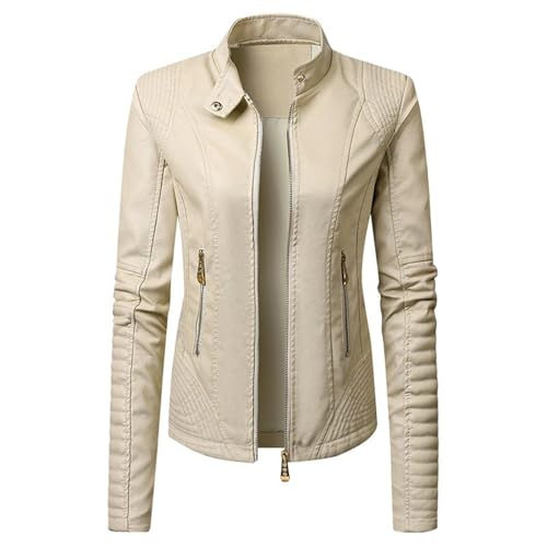 hehiy Jacke Damen Lederjacke Frauen Tops Kunstleder Mantel Casual Übergangsoberteil Bikerjacke Damen Blouson Jacke Pilotenjacke von hehiy