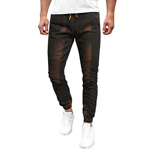 hehiy Jeans Herren Destroyed Hose Jeanshose Slim Fit Männer Denim Jeans Herren Schwarz Jeans Herren Slim Fit 32/32 Shorts Herren Jeans von hehiy