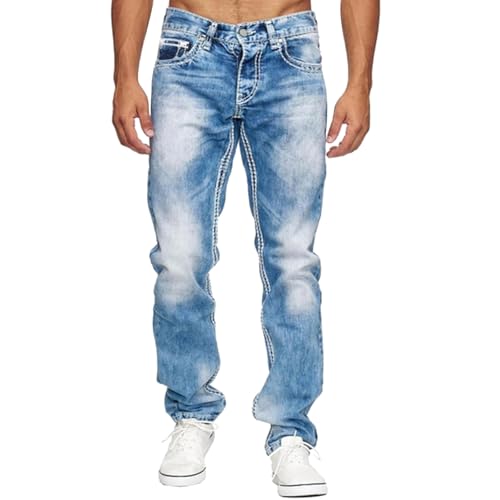 hehiy Jeans-Herren Slim Fit Basic Style Stretch-Denim Männer Jeans-Hose Slim Fit Jeans Herren Cargohose Herren Jeans Blau 7/8 Jeans von hehiy