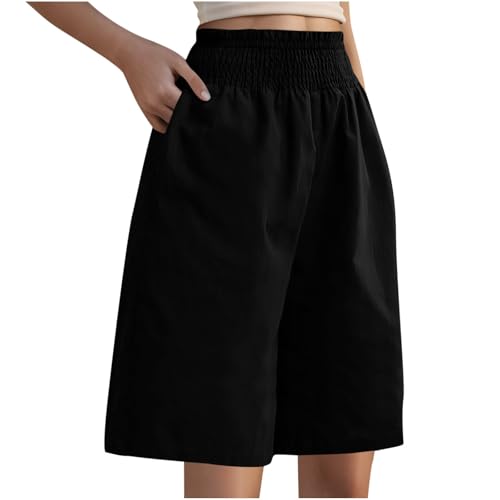 hehiy Kurze Hose Damen Shorts Sommer Strandshorts High Waist Kordelzug Freizeit Shorts Lounge Mit Taschen Für Täglich Camping Strand Reisen Freizeithose Damen Natürlich Atmungsaktiv von hehiy