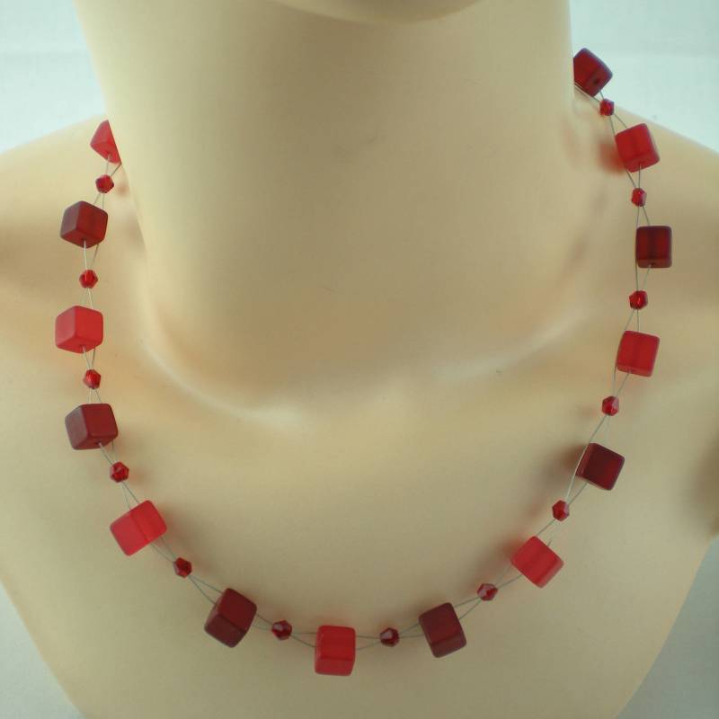 Glitzer Kette Polaris Rot Mit Flechttechnik Nickelfreiem Magnetverschluß Länge 46cm Geschenk Für Sie S22 von heibresdesign