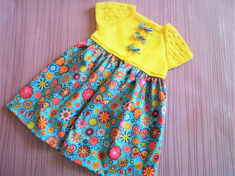 Sommerkleid Gestrickt/Genäht Gr. 74/80 von heikeskramkiste