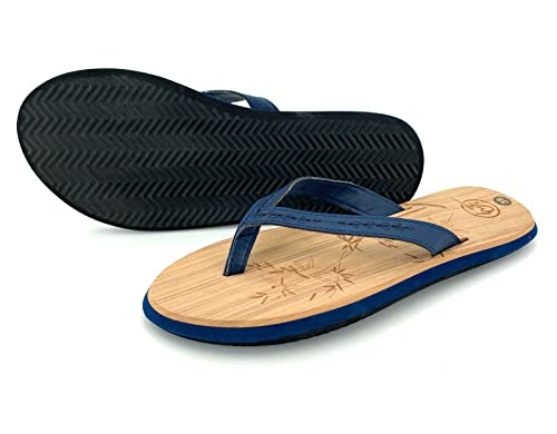 heimtexland ® Flip Flops Vegan Damen Badelatschen Boho Sommer Zehentreter Sandalen Bambus Optik Typ782 Blau 41 von heimtexland