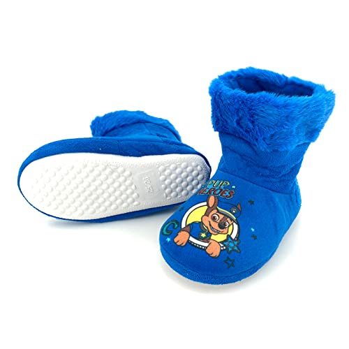 heimtexland ® Paw Patrol Hausschuhe Kinder Hüttenschuhe Kuschelig Warm Anti Rutsch Hausstiefel Typ867 Chase Blau 25-26 von heimtexland