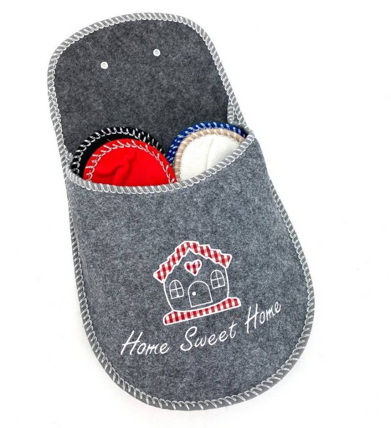 heimtexland Gästepantoffeln Filzpantoffeln Gäste Hausschuhe Hausschuh (Typ879) mit Hängetasche zur Aufbewahrung - 4 Paar Einheitsgröße von heimtexland