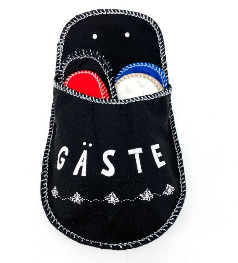 heimtexland Gästepantoffeln Filzpantoffeln Gäste Hausschuhe Hausschuh (Typ879) mit Hängetasche zur Aufbewahrung - 4 Paar Einheitsgröße von heimtexland