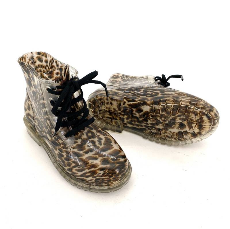heimtexland Kinder Gummistiefel Schnürboots Mädchen Stiefel Gummistiefelette (Typ880) Stiefeletten Trend Regen Boots wasserdicht Leopard Blumen von heimtexland