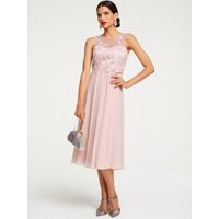 Witt Damen Cocktailkleid mit Blütenstickerei, ärmellos, puder von heine