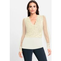 Witt Damen Spitzen-Shirt, champagner von heine