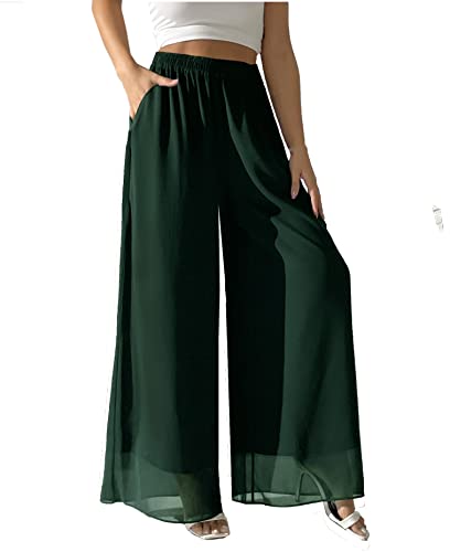 heipeiwa Chiffon-Kleid für Damen, Strandkleid, weites Bein, Palazzo-Hose, elastische Taille, Chiffon-Grün, Small Kurze Schlauch heipeiwa Chiffon-Kleid für Damen, Strandkleid, weites Bein, Palazzo-Hose, elastische Taille, Chiffon-Grün, Small Kurze Schlauch von heipeiwa