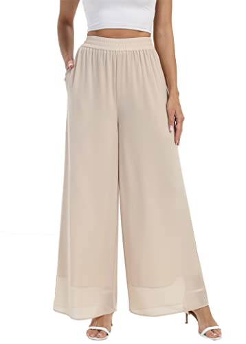 heipeiwa Damen Chiffon Kleid Strand Weite Bein Palazzo Schlaghose, Chiffon, Khaki, XX-Large heipeiwa Damen Chiffon Kleid Strand Weite Bein Palazzo Schlaghose, Chiffon, Khaki, XX-Large von heipeiwa
