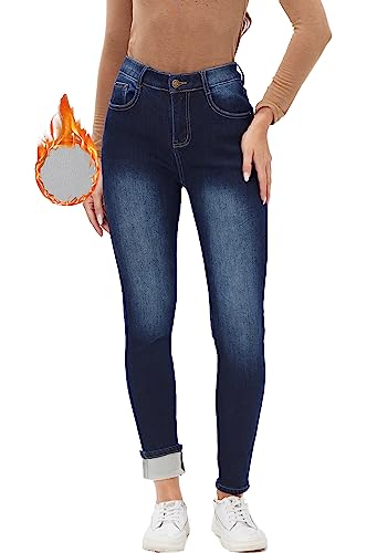 heipeiwa Damen Winter Jeans Dicke Skinny Hose Fleece gefüttert Slim Stretch Warm Jeggings, 23-55sl, M von heipeiwa