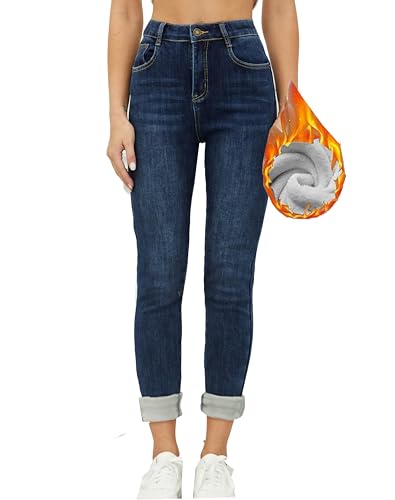 heipeiwa Damen Winter Jeans Dicke Skinny Pants Fleece Gefüttert Slim Stretch Warm Jeggings, Blue Classicwash, Klein von heipeiwa