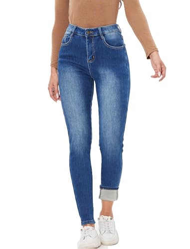 heipeiwa Damen Winter Jeans Fleece Gefüttert Jeans Flanell Thermo Dicke Skinny Denim Hose Stretch Warm Jeggings, 23-55 Zl, XX-Large von heipeiwa