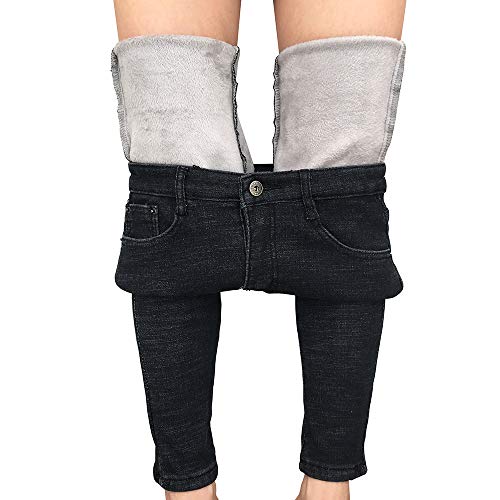 heipeiwa Winterjeans für Damen, dicke Skinny Jeans, mit Fleece gefüttert, schlank, Stretch, warm, Jeggings - Schwarz - Groß von heipeiwa