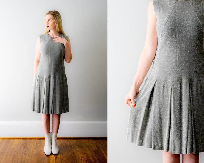 60 Metallic Kleid. Silbernes Rollerkleid. 1960Er Jahre Tropfen Taille. 60Er Vintage 60 Metallic Kleid. Silbernes Rollerkleid. 1960Er Jahre Tropfen Taille. 60Er Vintage von heirloomen