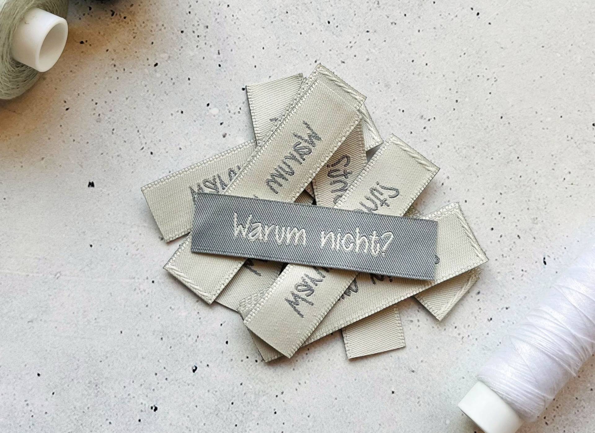 Label "Warum Nicht?", Webetiketten Zum Aufnähen Label "Warum Nicht?", Webetiketten Zum Aufnähen von heiterbiswolkigLabel