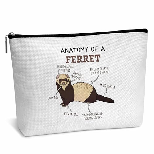 heiyihe A05 Make-up-Tasche für Frettchenliebhaber, Anatomie eines Frettchens, Geschenk zum Geburtstag, Weihnachten, Schulabschluss, Geschenk für Tierliebhaber, Frettchen, Mutter, Frau, Mädchen, von heiyihe