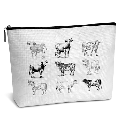 heiyihe Kuh-Geschenke für Frauen, Kuh-Western-Make-up-Tasche, kleine Kosmetiktasche, Reisetasche, Weihnachts- und Geburtstagsgeschenke für Frauen, Cowgirls, wasserdichte Canvas-Make-up-Tasche für von heiyihe