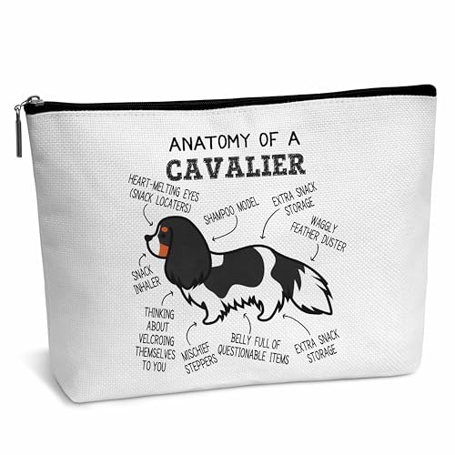 heiyihe Make-up-Tasche "Anatomy Of A Cavalier", Geschenk für Kavalier-Liebhaber, Geschenk für Tierliebhaber, Freunde, Mutter, Frau, Mädchen, Tochter, Reisetasche, A20, Weiss/opulenter Garten von heiyihe