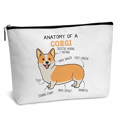 heiyihe Make-up-Tasche "Anatomy Of A Corgi", Corgi-Liebhaber, Geschenk, Corgi-Make-up-Tasche, Geburtstag, Abschluss, Geschenke für Tierliebhaber, Freunde, Mutter, Frau, Mädchen, Tochter, Reisetasche, von heiyihe