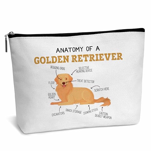 heiyihe Make-up-Tasche mit Aufschrift "Anatomy Of A Golden Retriever", Geschenk für Hundeliebhaber, Geburtstag, Weihnachten, Schulabschluss, Geschenk für Tierliebhaber, Frauen, Mädchen, Mutter, von heiyihe