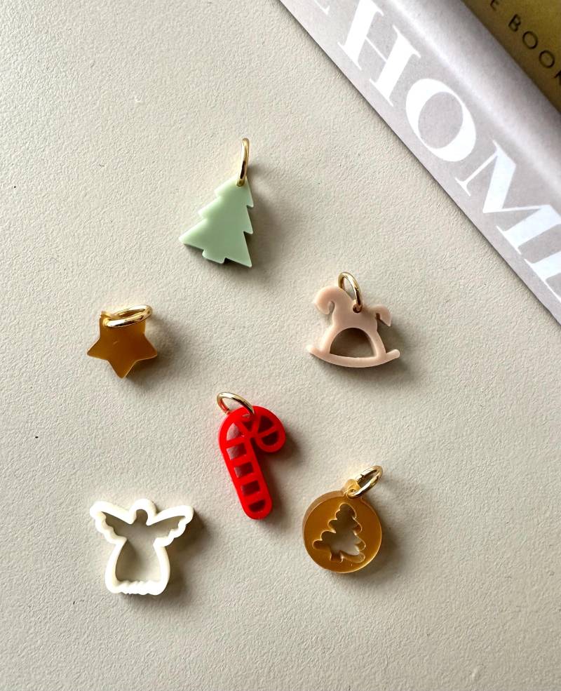 Acrylanhänger Xmas, Weihnachten, Schmuck, Nur Anhänger, Stern, Tannenbaum, Edelstahl, Gold, Acryl von hejEmmiCreative