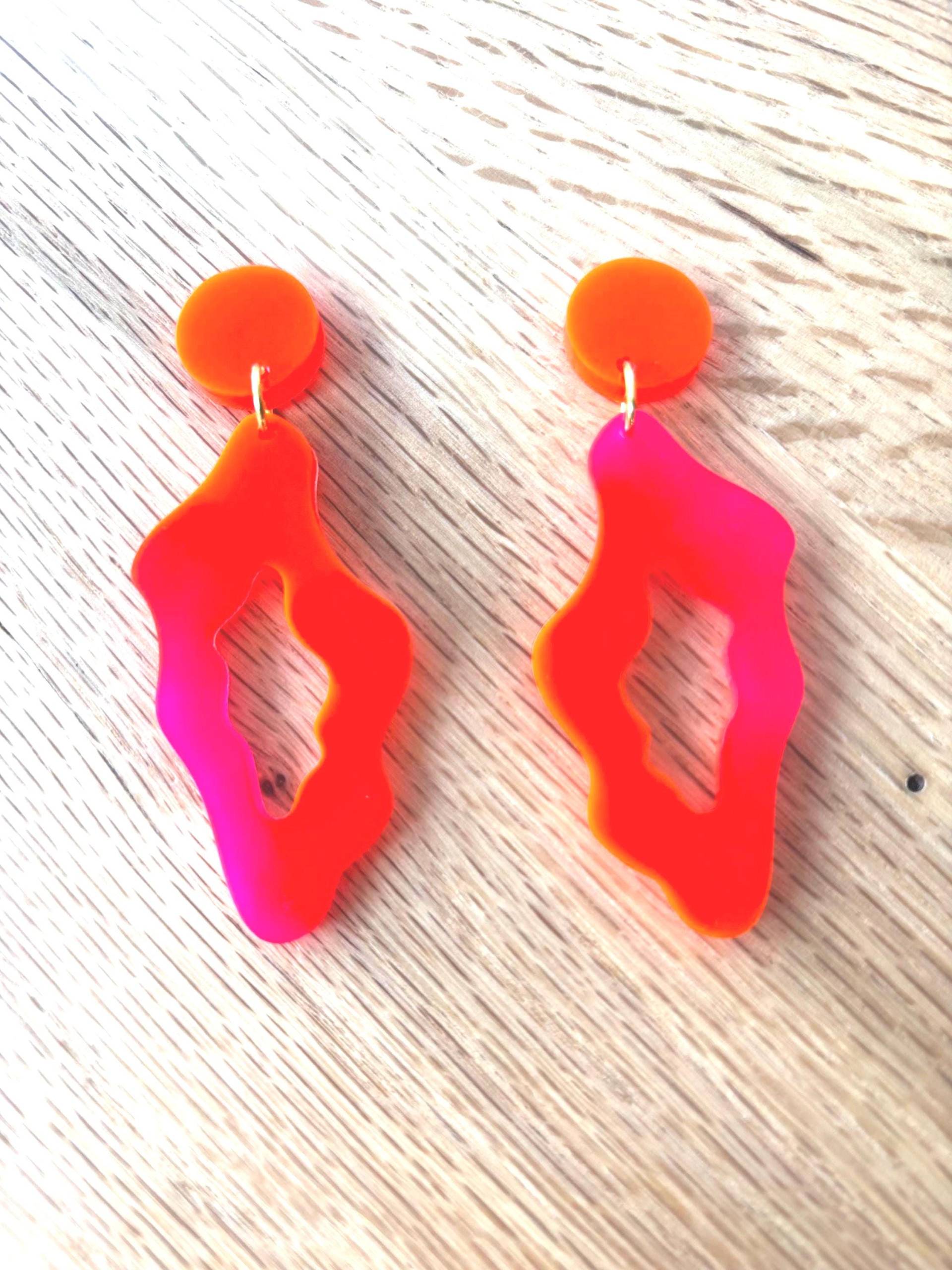 Ohrringe Welle Neon Orange/Pink Ohrringe Welle Neon Orange/Pink von hejJanina
