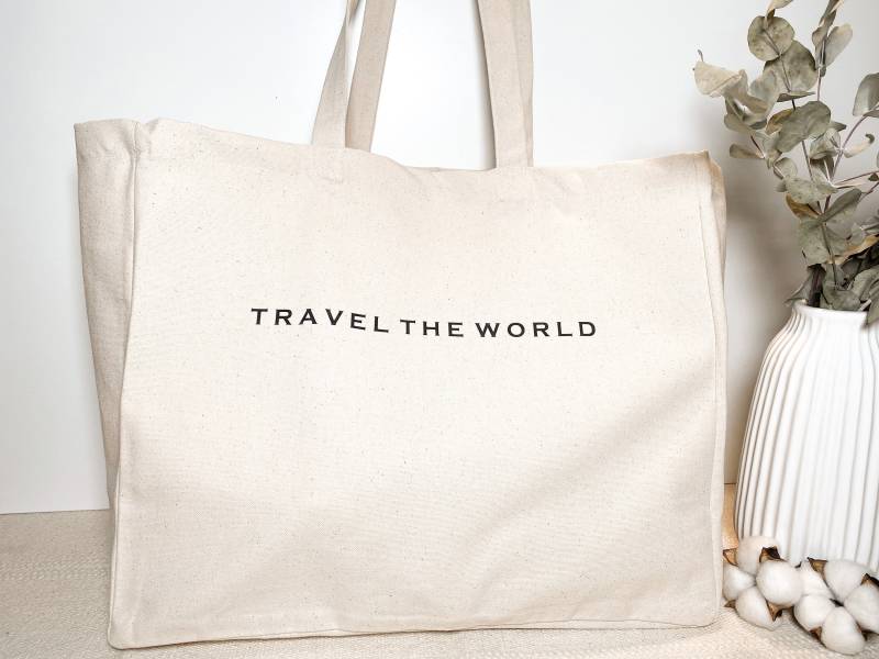 Baumwolltasche I Große Tasche Mit Spruch Shopper Geschenk Weihnachtsgeschenk Reisetasche Personalisiert Travel Itravel The World von hejLine