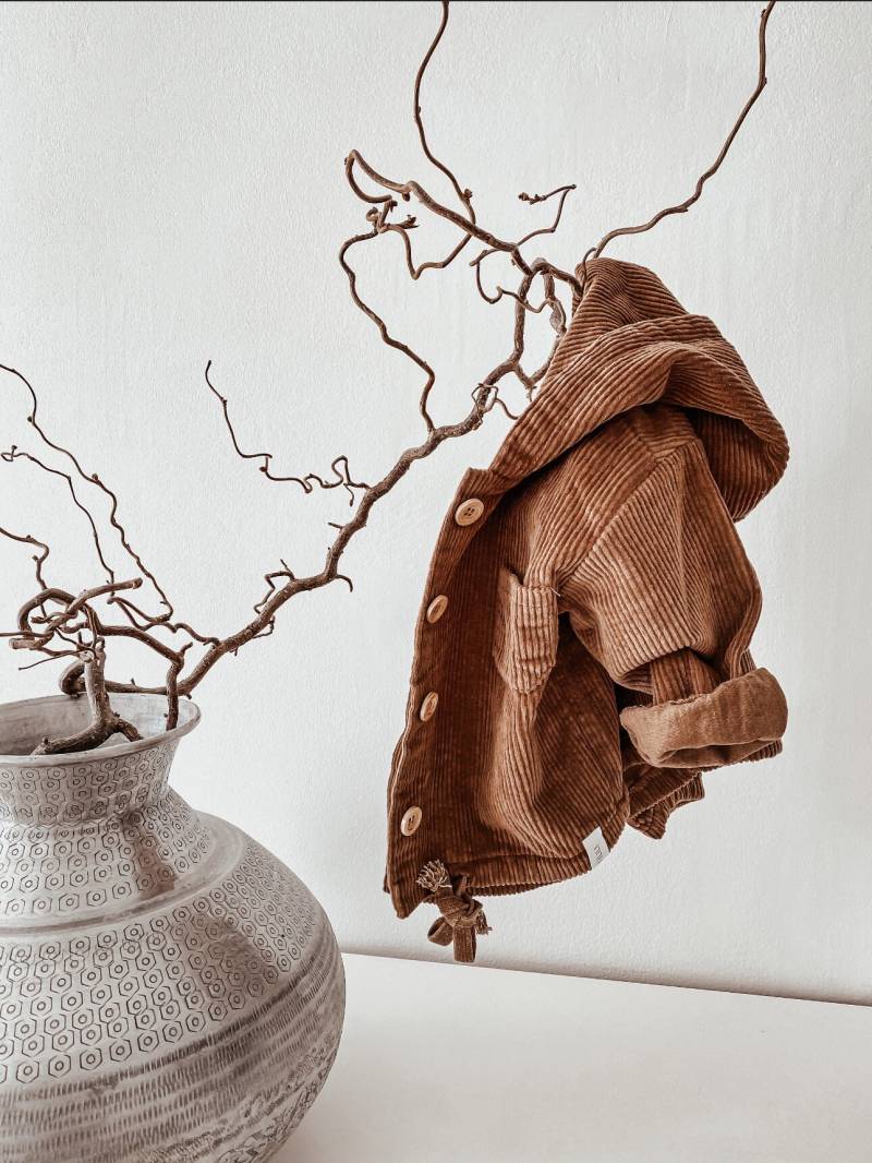 Cordjacke Braun Oversized | Kapuzenjacke Übergangsjacke Sommerjacke Baby von hejLittle