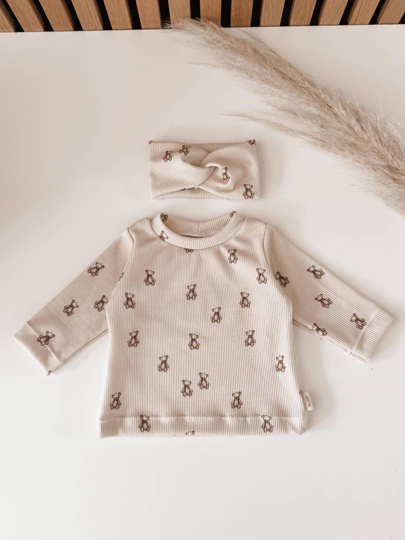 Langarmshirt Little Bear Aus Bio-Ribjersey Für Babys & Kleinkinder | Kinder Shirt Mit Bärchenmotiv Baby Longsleeve Teddy von hejLittle