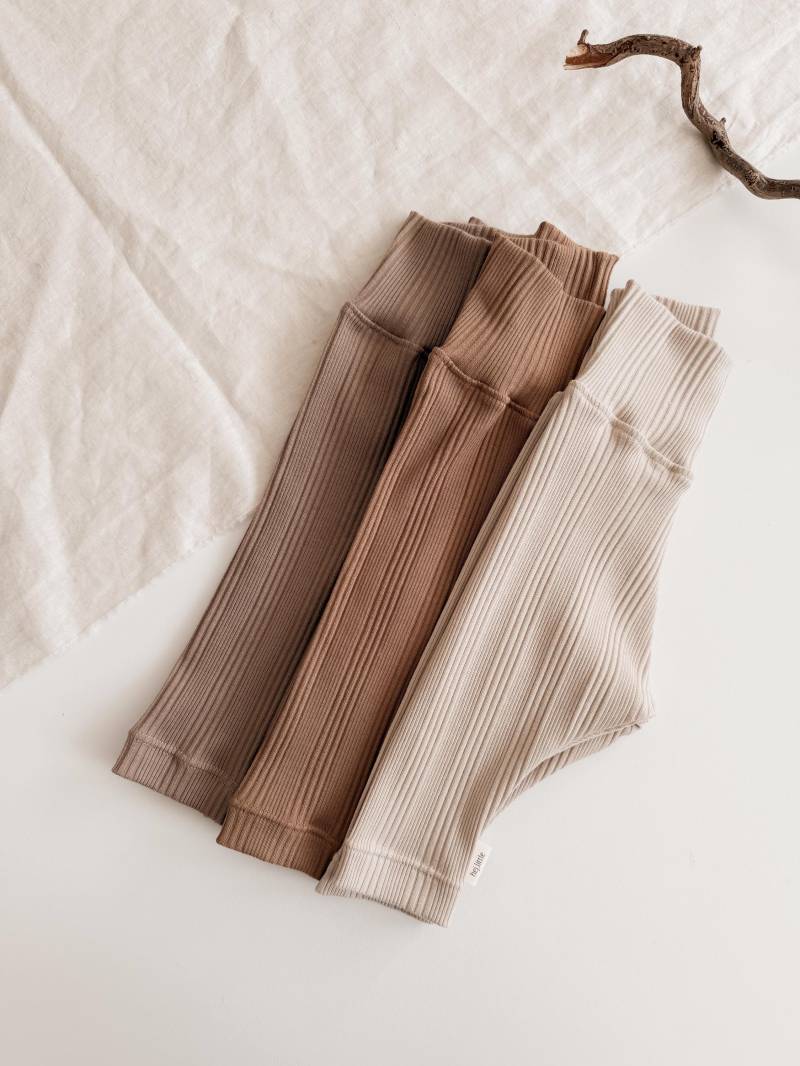 Leggings Bio-Ribjersey Für Babys & Kleinkinder in 3 Farben | Baby Gerippt Kinder Hose Mit Bauchbund von hejLittle