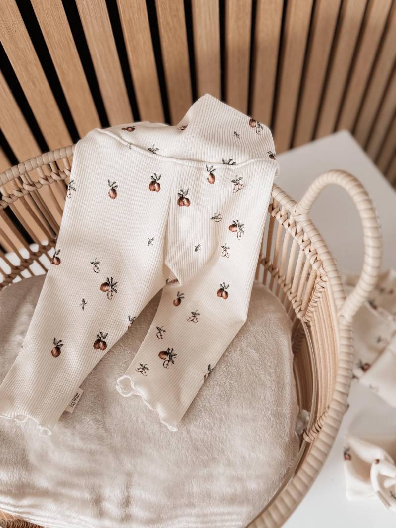 Leggings Vintage Apple Bio-Ribjersey Für Babys & Kleinkinder | Baby Mit Rollsaum Kinder Hose Bauchbund von hejLittle