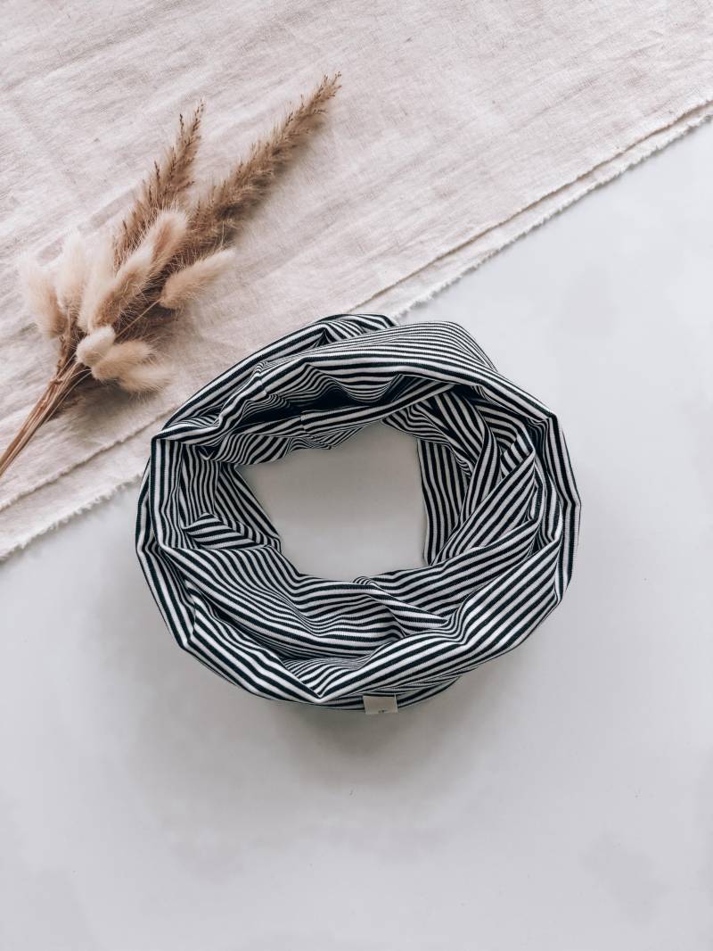 Loop Biojersey Schwarz/Weiß Gestreift | Schal Baby Kids von hejLittle