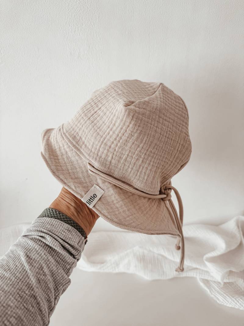 Sonnenhut Musselin Uni Beige Mit Oder Ohne Band| Musselinhut | Musselinmütze Sommermütze von hejLittle