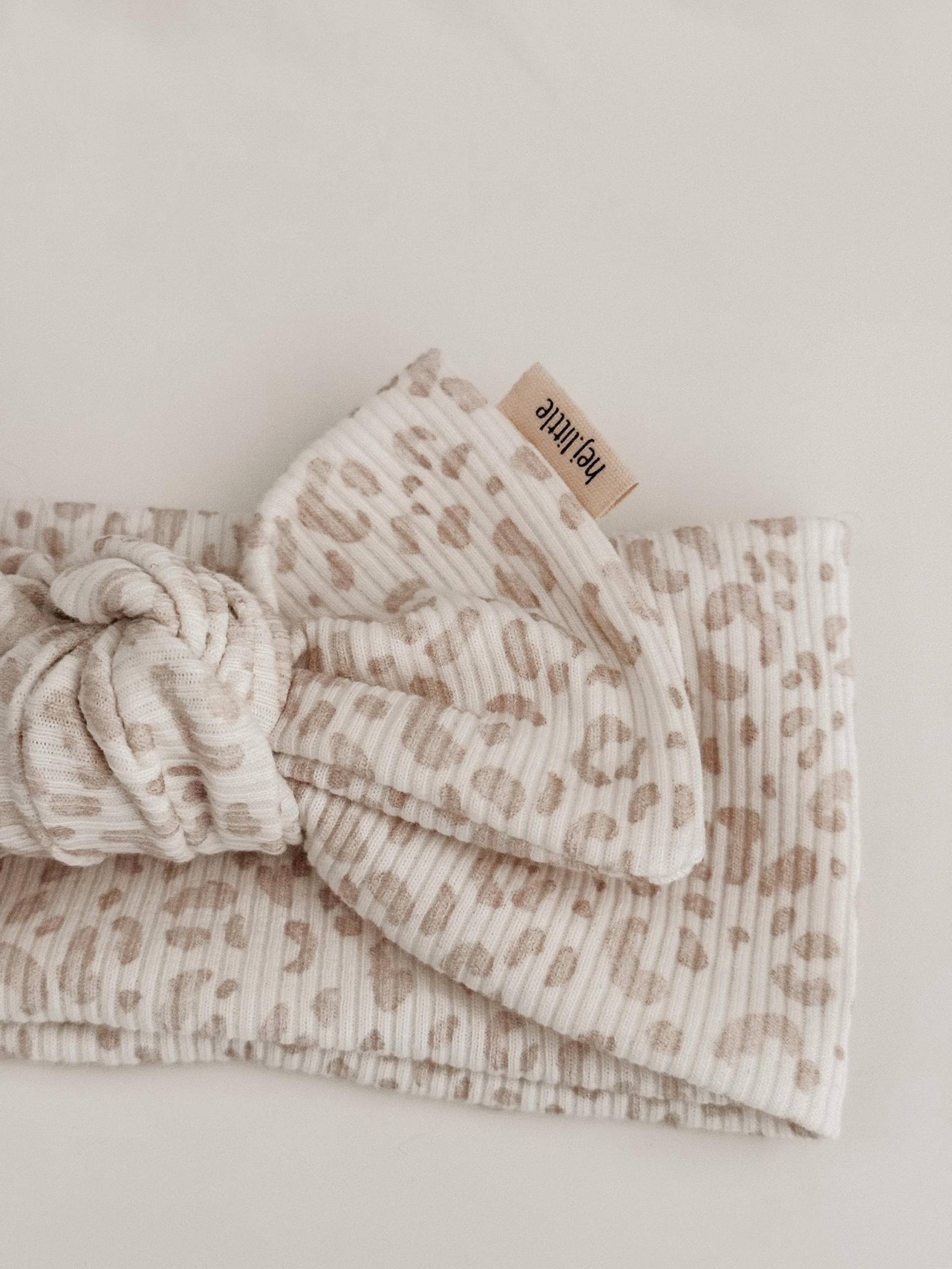 stirnband Mit Schleife Leo Hell Für Babys & Kinder | Zum Knoten Baby Haarband Aus Bio Rib-Jersey von hejLittle