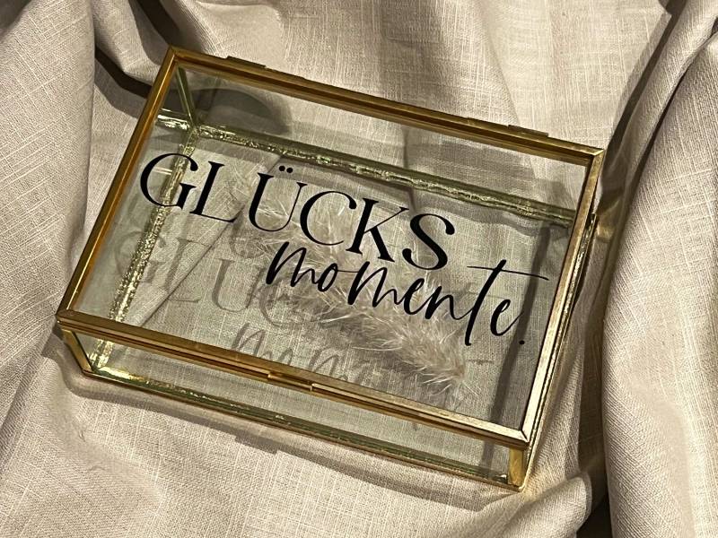 Glasbox | Schmuckaufbewahrung Individualisierte Aufbewahrungsbox Goldenes Schmuckkästchen Ringkästchen Foto-Glasbox von hejgoldklacks